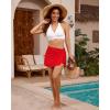 imageGRAPENT Womens Swim Skirt High Waisted Asymmetric Wrap Bikini Tankini Bathing Suits Bottoms Side Split Swimsuit SkirtsRed