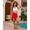 imageGRAPENT Womens Swim Skirt High Waisted Asymmetric Wrap Bikini Tankini Bathing Suits Bottoms Side Split Swimsuit SkirtsRed