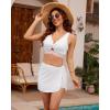 imageGRAPENT Womens Swim Skirt High Waisted Asymmetric Wrap Bikini Tankini Bathing Suits Bottoms Side Split Swimsuit SkirtsWhite