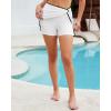 imageGRAPENT Womens Swim Skirt High Waisted Asymmetric Wrap Bikini Tankini Bathing Suits Bottoms Side Split Swimsuit SkirtsWhite With Black Trim