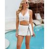 imageGRAPENT Womens Swim Skirt High Waisted Asymmetric Wrap Bikini Tankini Bathing Suits Bottoms Side Split Swimsuit SkirtsWhite With Black Trim