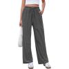 imageGRAPENT Striped Wide Leg Pants Woman High Waisted Pull On Elastic Waist Casual Lounge Comfy Loose Fit Pants with PocketsWhite Stripe