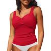 imageGRAPENT Tankini Tops for Women Modest Swimsuits Ruched Beach Padded Adjustable Strap Swimwear Bathing Suit Swim Top OnlyRed