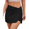 imageGRAPENT Womens Swim Skirt High Waisted Asymmetric Wrap Bikini Tankini Bathing Suits Bottoms Side Split Swimsuit SkirtsBlack