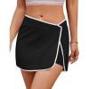 imageGRAPENT Womens Swim Skirt High Waisted Asymmetric Wrap Bikini Tankini Bathing Suits Bottoms Side Split Swimsuit SkirtsBlack With White Trim