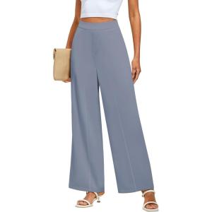 imageGRAPENT Wide Leg Dress Pants Women High Waisted Pull On Business Casual Work Pants Elastic Waist Dressy Trousers Pockets