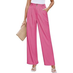 imageGRAPENT Wide Leg Pants Woman Trendy High Waisted Dress Pants Business Causal Pleated Elastic Waist Work Trousers Pants