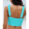 imageGRAPENT Bikini Tops for Women Cropped StrapCore Tankini Tops Beach Padded Knot Twist Cut Out Adjustable Swimwear Top OnlyAqua Blue