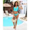 imageGRAPENT Bikini Tops for Women Cropped StrapCore Tankini Tops Beach Padded Knot Twist Cut Out Adjustable Swimwear Top OnlyAqua Blue