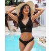imageGRAPENT Bikini Tops for Women Cropped StrapCore Tankini Tops Beach Padded Knot Twist Cut Out Adjustable Swimwear Top OnlyBlack