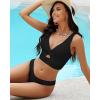 imageGRAPENT Bikini Tops for Women Cropped StrapCore Tankini Tops Beach Padded Knot Twist Cut Out Adjustable Swimwear Top OnlyBlack
