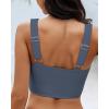 imageGRAPENT Bikini Tops for Women Cropped StrapCore Tankini Tops Beach Padded Knot Twist Cut Out Adjustable Swimwear Top OnlyDark Gray