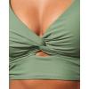 imageGRAPENT Bikini Tops for Women Cropped StrapCore Tankini Tops Beach Padded Knot Twist Cut Out Adjustable Swimwear Top OnlyIceberg Green