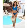 imageGRAPENT Bikini Tops for Women Cropped StrapCore Tankini Tops Beach Padded Knot Twist Cut Out Adjustable Swimwear Top OnlyMykonos Blue