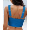 imageGRAPENT Bikini Tops for Women Cropped StrapCore Tankini Tops Beach Padded Knot Twist Cut Out Adjustable Swimwear Top OnlyMykonos Blue