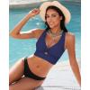imageGRAPENT Bikini Tops for Women Cropped StrapCore Tankini Tops Beach Padded Knot Twist Cut Out Adjustable Swimwear Top OnlyNavy Blue
