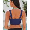 imageGRAPENT Bikini Tops for Women Cropped StrapCore Tankini Tops Beach Padded Knot Twist Cut Out Adjustable Swimwear Top OnlyNavy Blue