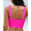 imageGRAPENT Bikini Tops for Women Cropped StrapCore Tankini Tops Beach Padded Knot Twist Cut Out Adjustable Swimwear Top OnlyNeon Pink