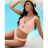 imageGRAPENT Bikini Tops for Women Cropped StrapCore Tankini Tops Beach Padded Knot Twist Cut Out Adjustable Swimwear Top OnlySeashell Pink