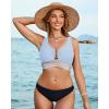 imageGRAPENT Bikini Top for Women Color Block U Hook Padded Adjustable Straps Bathing Suit Swim Tops Only Beach Resort WearSky Blue