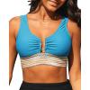 imageGRAPENT Bikini Top for Women Color Block U Hook Padded Adjustable Straps Bathing Suit Swim Tops Only Beach Resort WearHawaiian Ocean