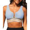 imageGRAPENT Bikini Top for Women Color Block U Hook Padded Adjustable Straps Bathing Suit Swim Tops Only Beach Resort WearSky Blue