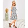 imageGRAPENT Cold Shoulder Ruffled Short Sleeve Casual Loose Tunic Shirt Dress