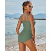 imageGRAPENT One Piece Swimsuit Women Padded Twist Knot Cut Out Adjustable Straps Bathing Suits Beach Modest Swimming SuitsIceberg Green