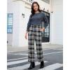 imageGRAPENT Plaid Pants for Women Wide Leg High Waisted Tartan Work Business Casual Elastic Waist Trousers Pants with PocketBlack  White