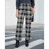 imageGRAPENT Plaid Pants for Women Wide Leg High Waisted Tartan Work Business Casual Elastic Waist Trousers Pants with PocketBlack  White