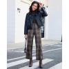 imageGRAPENT Plaid Pants for Women Wide Leg High Waisted Tartan Work Business Casual Elastic Waist Trousers Pants with PocketBrown  Gray
