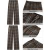 imageGRAPENT Plaid Pants for Women Wide Leg High Waisted Tartan Work Business Casual Elastic Waist Trousers Pants with PocketBrown  Gray