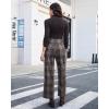 imageGRAPENT Plaid Pants for Women Wide Leg High Waisted Tartan Work Business Casual Elastic Waist Trousers Pants with PocketBrown  Gray