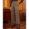 imageGRAPENT Plaid Pants for Women Wide Leg High Waisted Tartan Work Business Casual Elastic Waist Trousers Pants with PocketBrown  Yellow