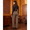 imageGRAPENT Plaid Pants for Women Wide Leg High Waisted Tartan Work Business Casual Elastic Waist Trousers Pants with PocketBrown  Yellow