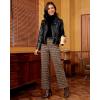 imageGRAPENT Plaid Pants for Women Wide Leg High Waisted Tartan Work Business Casual Elastic Waist Trousers Pants with PocketBrown  Yellow