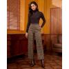 imageGRAPENT Plaid Pants for Women Wide Leg High Waisted Tartan Work Business Casual Elastic Waist Trousers Pants with PocketBrown  Yellow