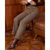 imageGRAPENT Plaid Pants for Women Wide Leg High Waisted Tartan Work Business Casual Elastic Waist Trousers Pants with PocketBrown  Yellow
