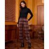 imageGRAPENT Plaid Pants for Women Wide Leg High Waisted Tartan Work Business Casual Elastic Waist Trousers Pants with PocketWine Red  Khaki