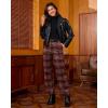 imageGRAPENT Plaid Pants for Women Wide Leg High Waisted Tartan Work Business Casual Elastic Waist Trousers Pants with PocketWine Red  Khaki