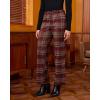 imageGRAPENT Plaid Pants for Women Wide Leg High Waisted Tartan Work Business Casual Elastic Waist Trousers Pants with PocketWine Red  Khaki