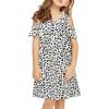 imageGRAPENT Cold Shoulder Ruffled Short Sleeve Casual Loose Tunic Shirt Dress
