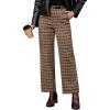imageGRAPENT Plaid Pants for Women Wide Leg High Waisted Tartan Work Business Casual Elastic Waist Trousers Pants with PocketBrown  Yellow
