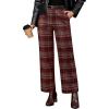 imageGRAPENT Plaid Pants for Women Wide Leg High Waisted Tartan Work Business Casual Elastic Waist Trousers Pants with PocketWine Red  Khaki
