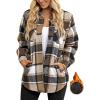 imageGRAPENT Womens Oversized Plaid Button Down Shirt Quilted Lined Shacket Jacket