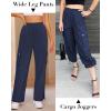 imageGRAPENT Womens Cargo Pants High Waisted Baggy Parachute Pants Elastic Waist Adjustable Drawstring Nylon Y2K Trousers