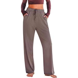 imageGRAPENT Womens Pants High Waisted Lounge Wide Leg Pull On Casual Drawstring Pj Bottoms Baggy Pajama Pants Loungewear