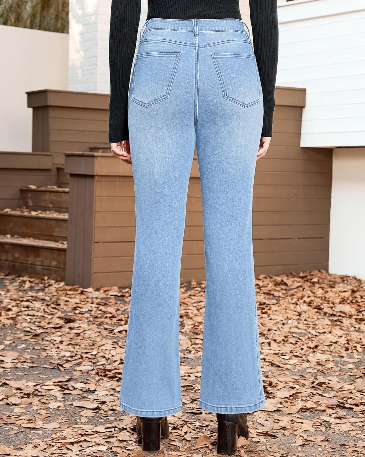 imageGRAPENT Flare Jeans for Women High Waisted Trendy Wide Leg Embellished Rhinestone Sparkly Concert Stretchy Denim PantsLakeside Blue