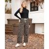 imageGRAPENT Barrel Jeans for Women Trendy High Waisted Pull On Wide Leg Cropped Leopard Cheetah Print Stretchy Denim PantsBleached Sand Leopard