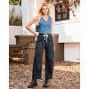 imageGRAPENT Barrel Jeans for Women Trendy High Waisted Pull On Wide Leg Cropped Leopard Cheetah Print Stretchy Denim PantsGray Cheetah